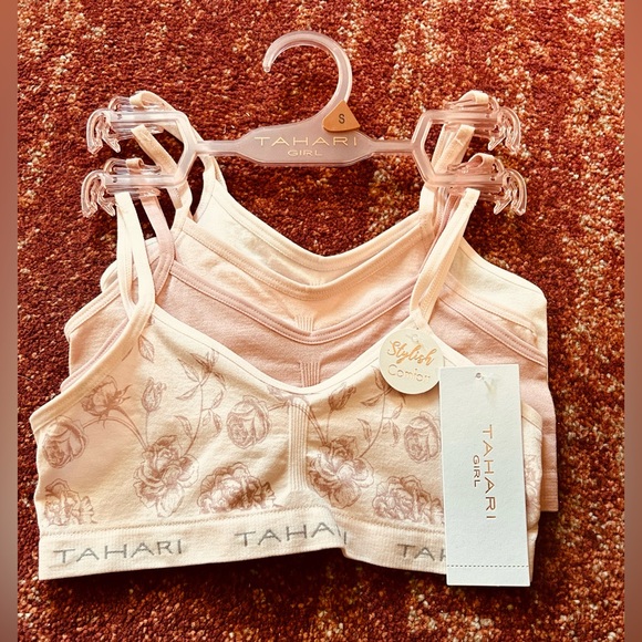 Tahari Girl Mauve Morn 4 Pk Girl's Seamless Bras NEW Size Small Age 6-7 Pinks - Picture 1 of 3